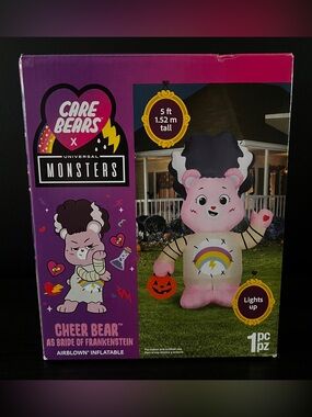NEW Care Bears Monster Cheer Bear Bride Of Frankenstein Halloween Inflatable 5ft
